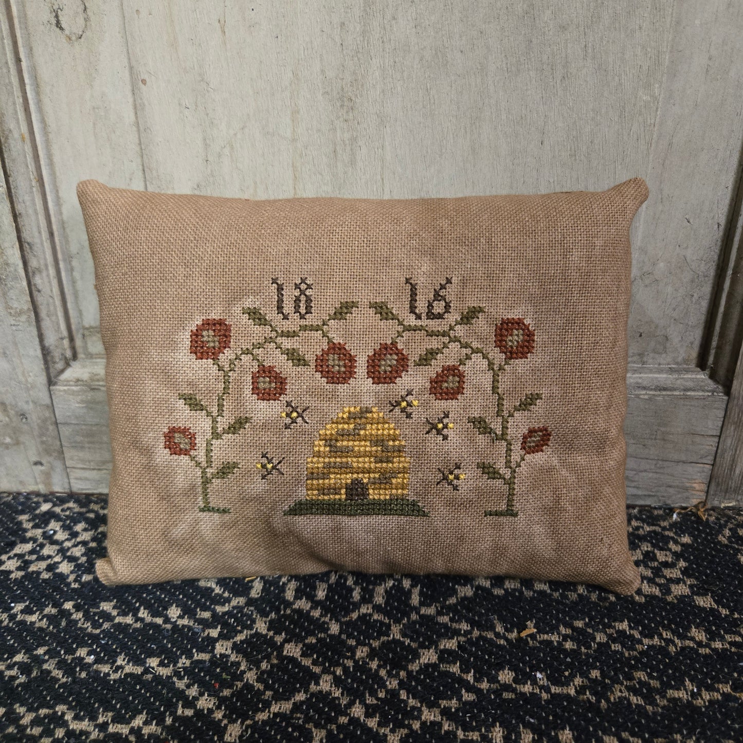 Collection of Primitive Spring Cross Stitch Pillows