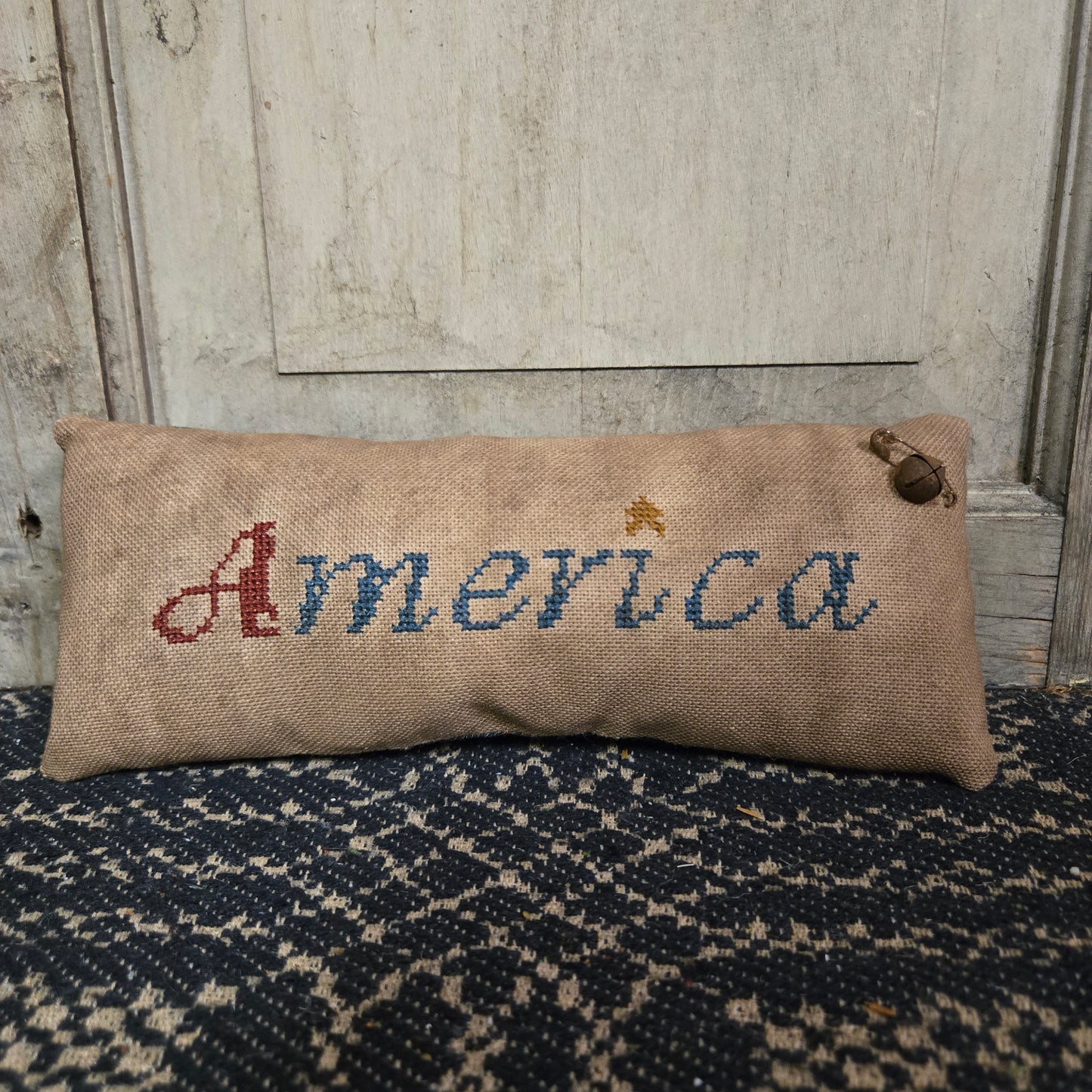 Collection of Primitive Summer and Americana Cross Stitch Pillows