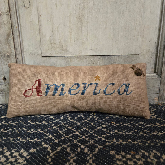 Collection of Primitive Summer and Americana Cross Stitch Pillows