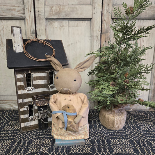 Primitive Bunny Holding Chick