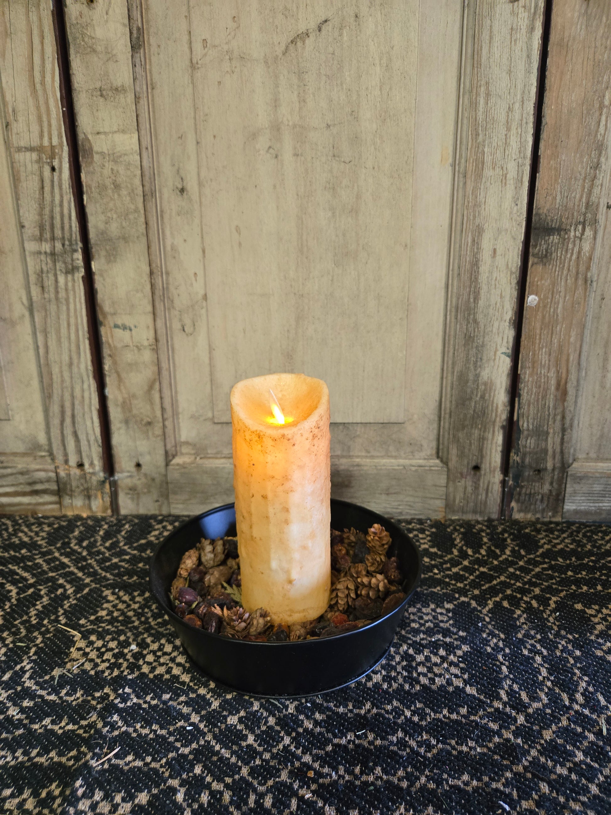 2" x 6" Moving Flame Pillar Burnt Ivory