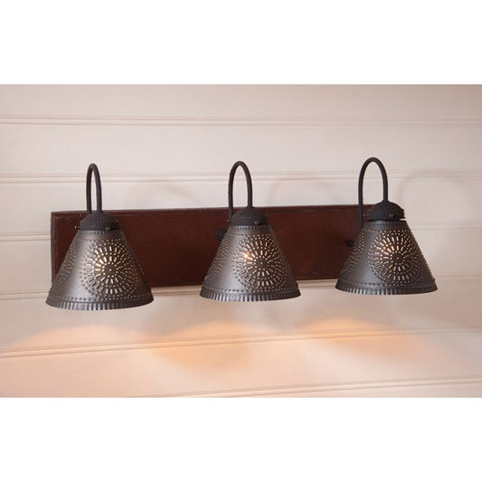 Three Light Crestwood Vanity Light in Plantation Red