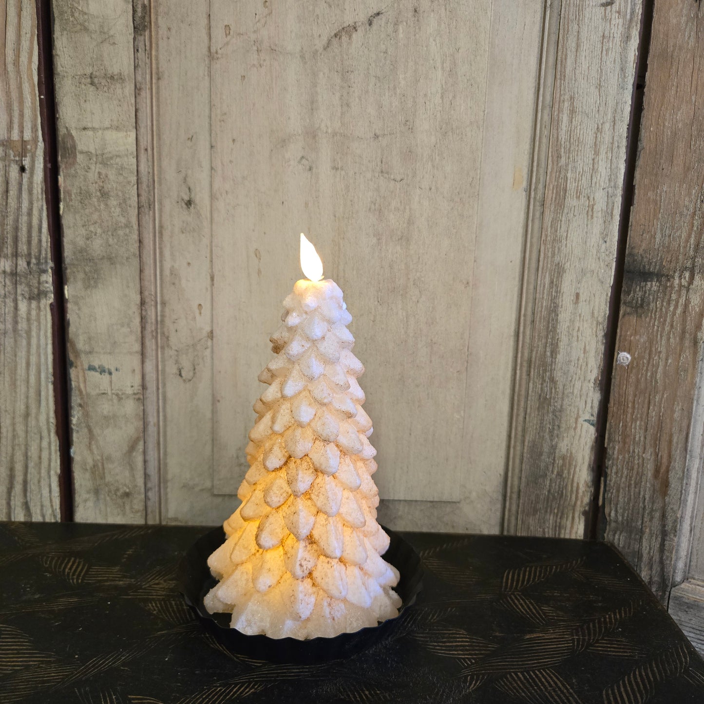 Glow Flame Tree LED Large Candle Burnt Ivory