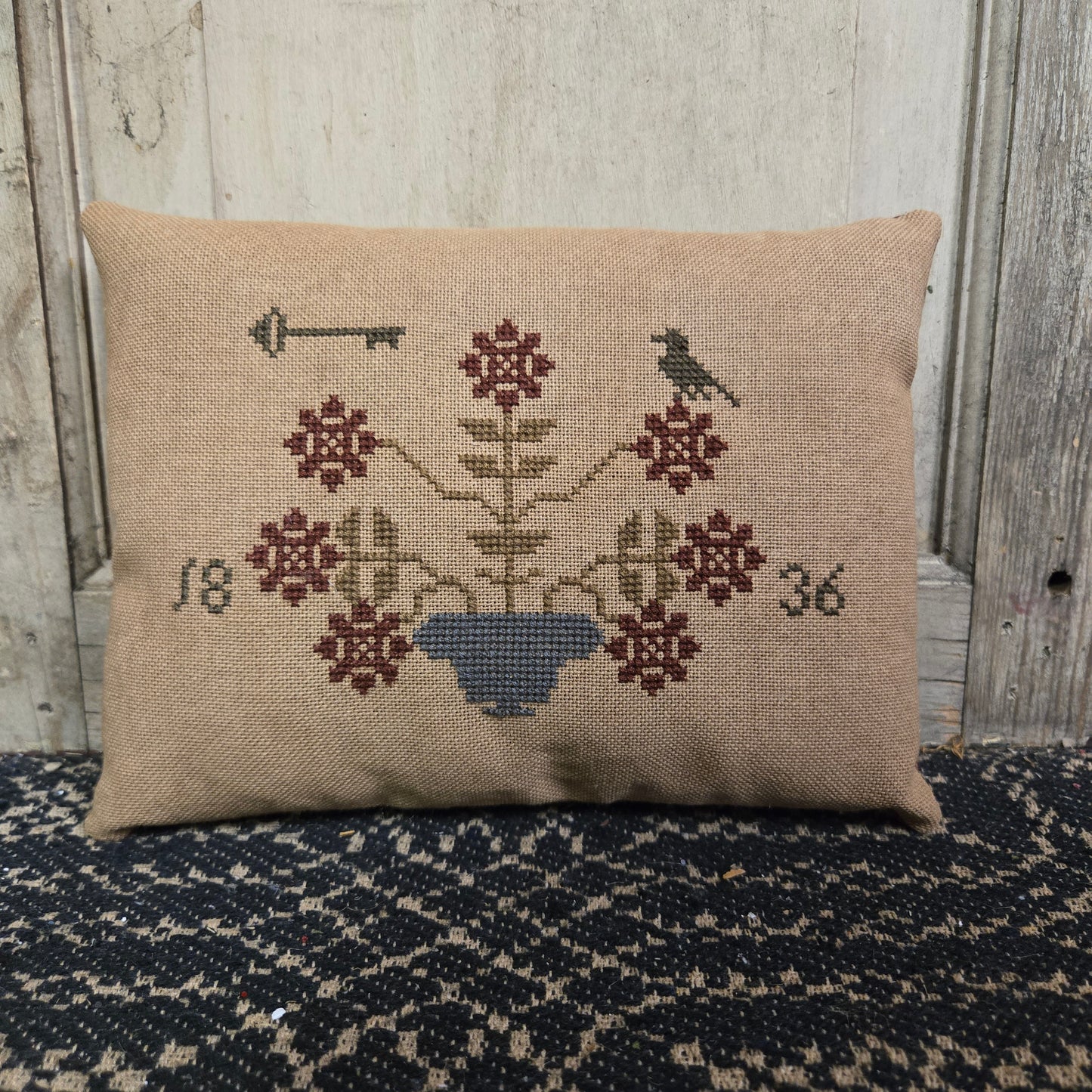 Collection of Primitive Spring Cross Stitch Pillows