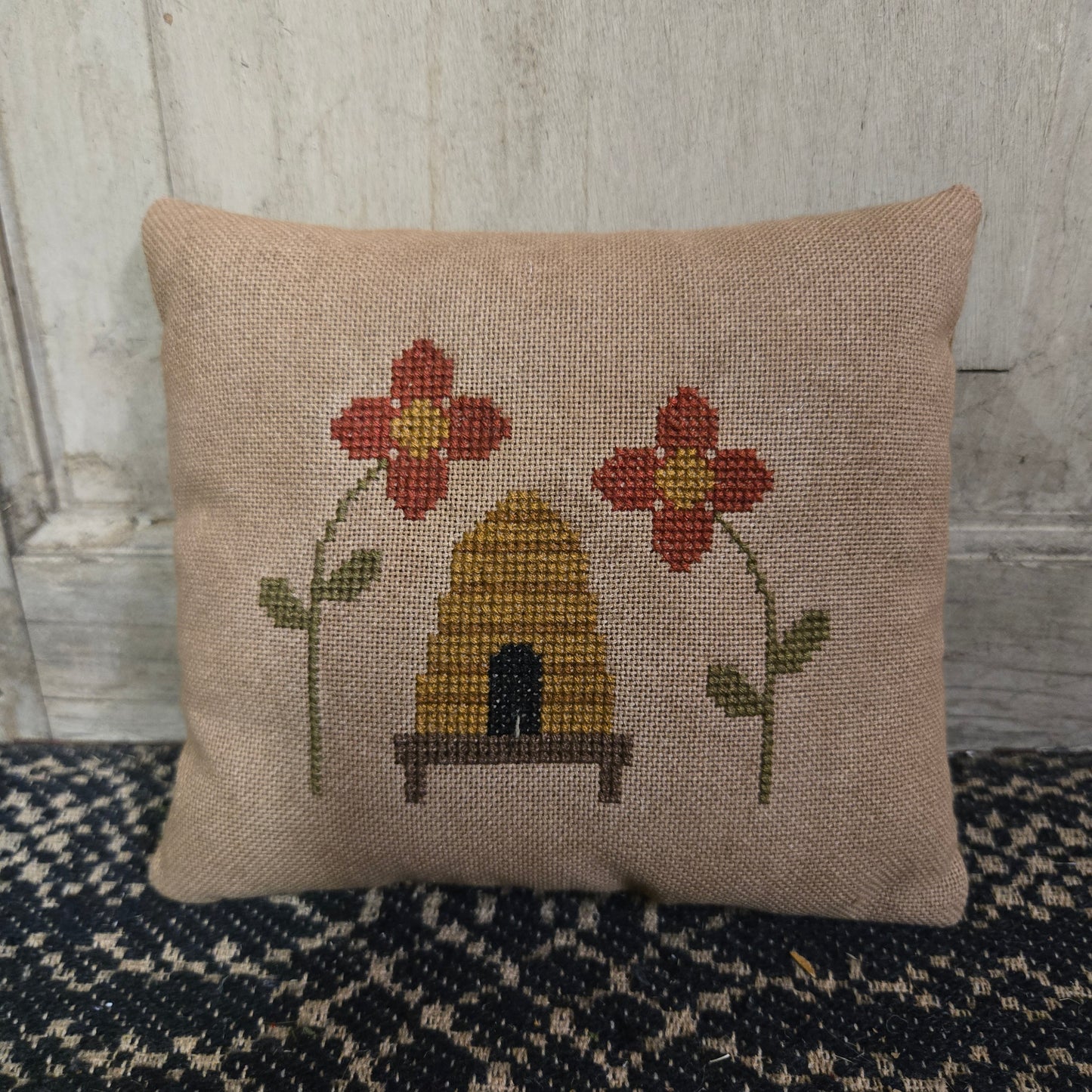 Collection of Primitive Summer and Americana Cross Stitch Pillows