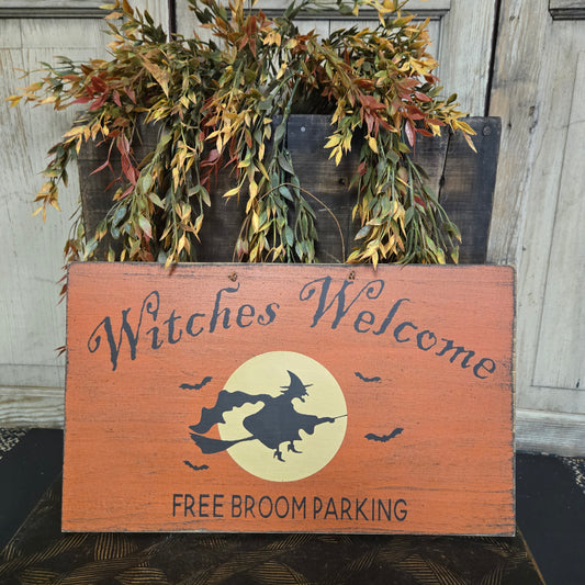 Witches Welcome Primitive Wood Sign