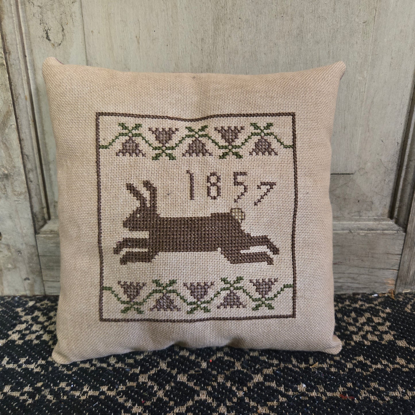 Collection of Primitive Spring Cross Stitch Pillows