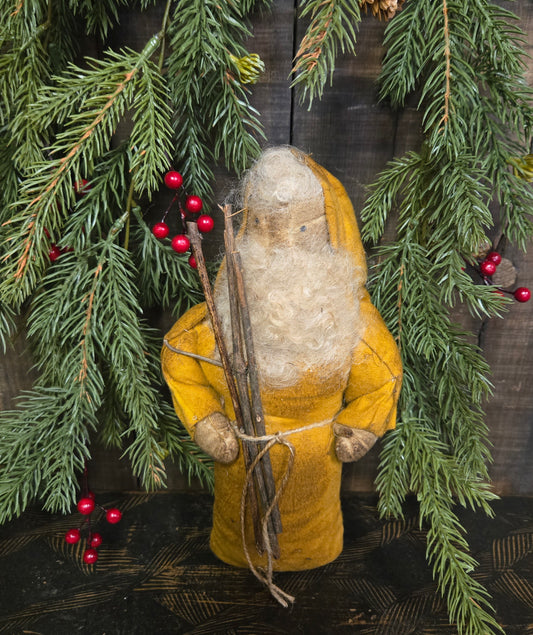 Santa with Hood and Holding Sticks
