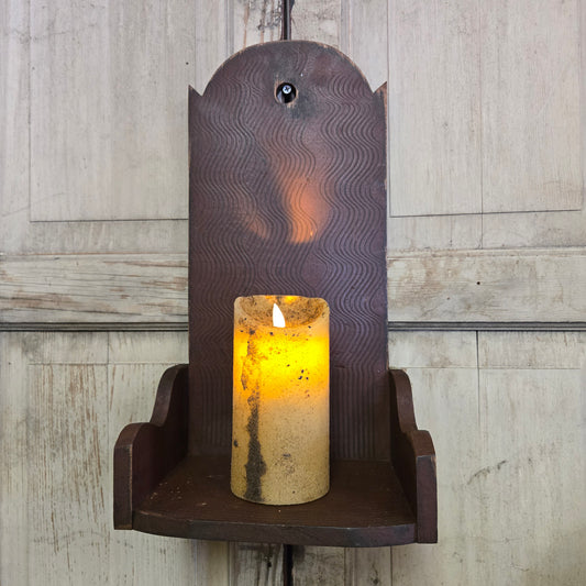 Burgundy Comb Painted Wooden Sconce