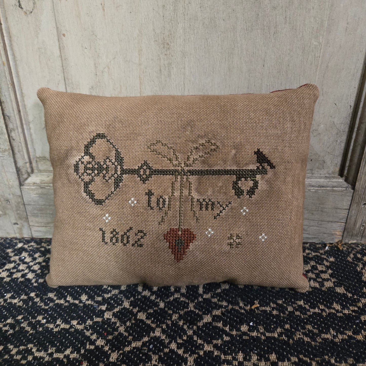 Collection of Primitive Spring Cross Stitch Pillows