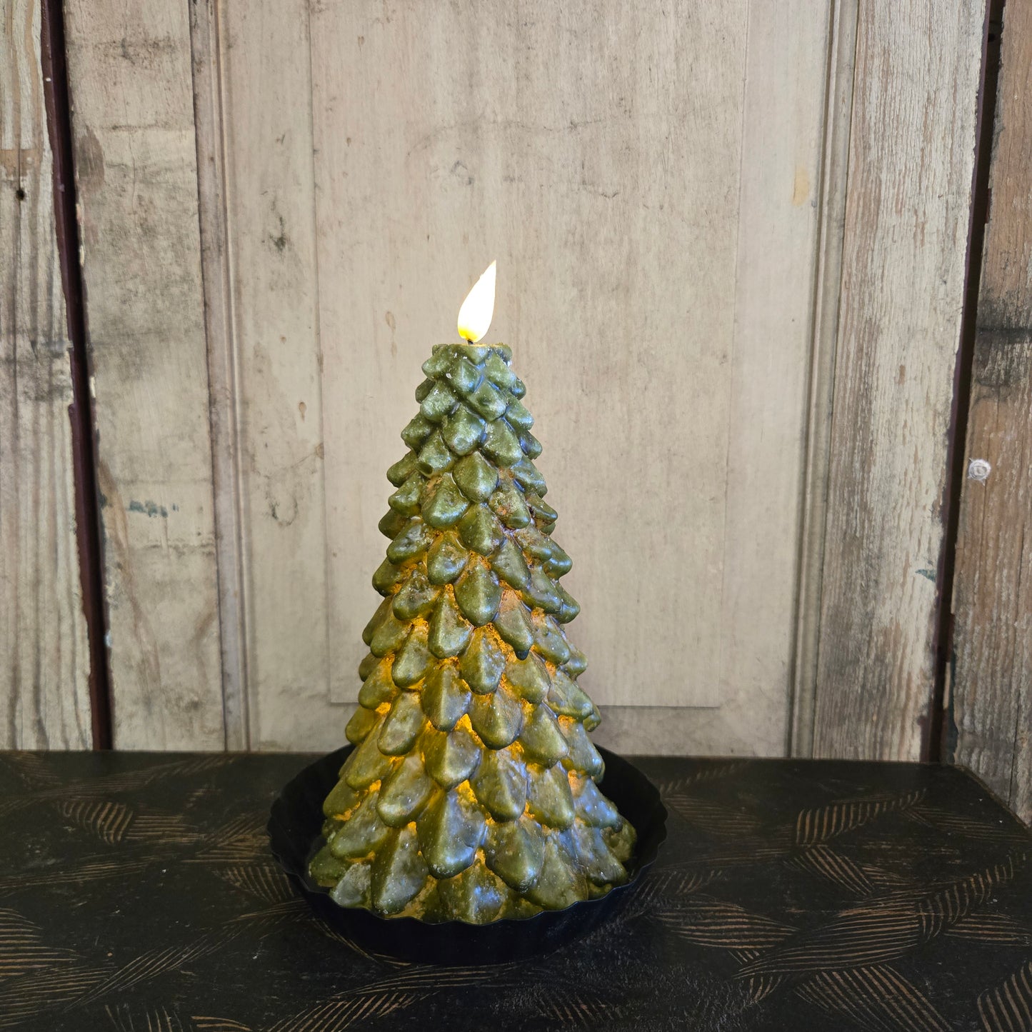 Glow Flame Tree LED Large Candle Green