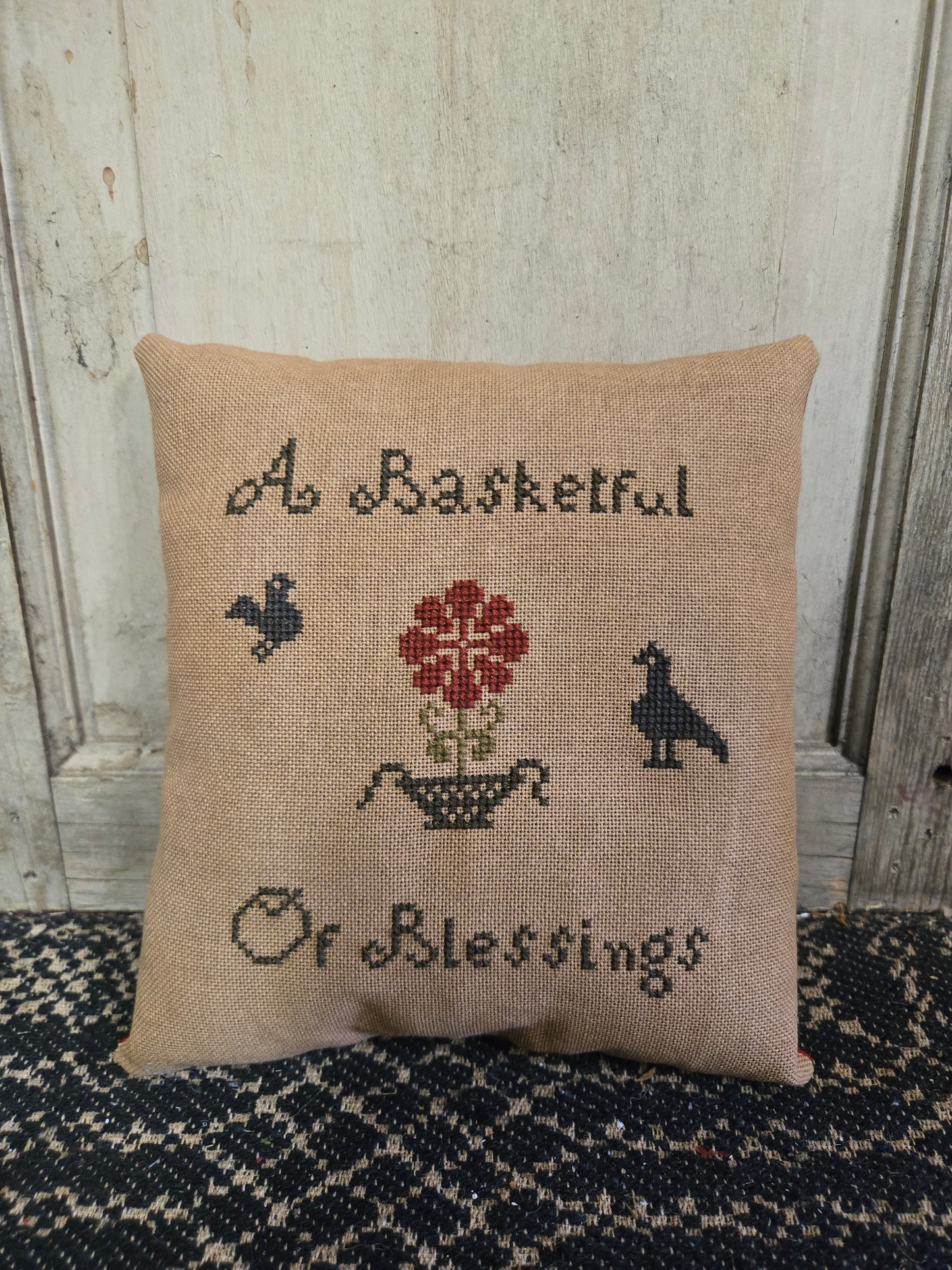 Collection of Primitive Spring Cross Stitch Pillows