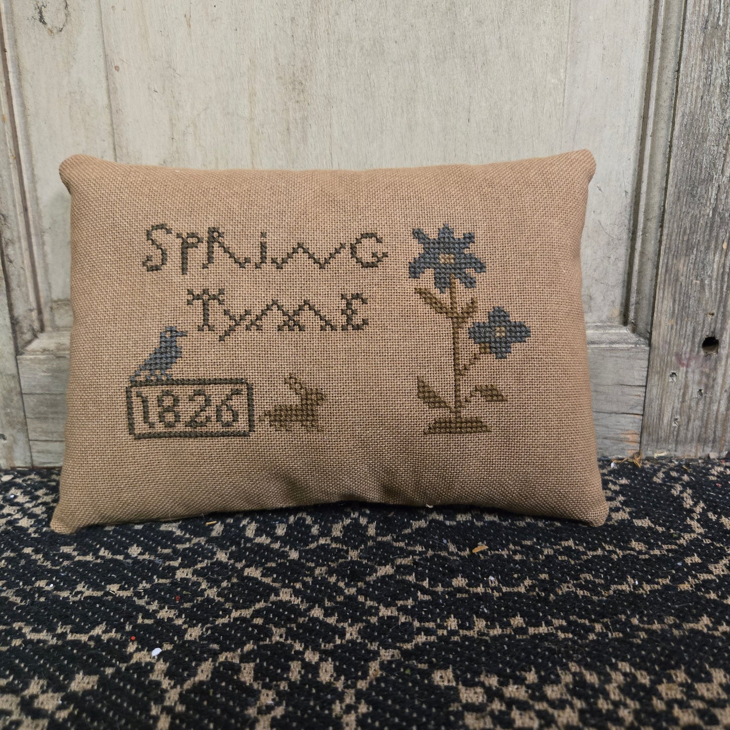Collection of Primitive Spring Cross Stitch Pillows