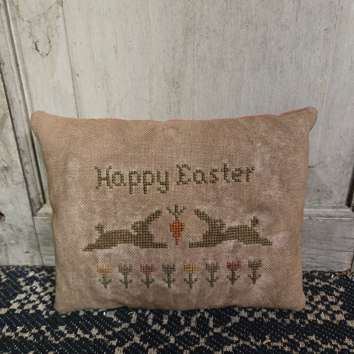 Collection of Primitive Spring Cross Stitch Pillows
