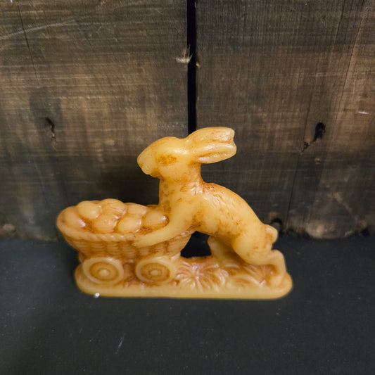 Bunny With Egg Cart Beeswax Figure