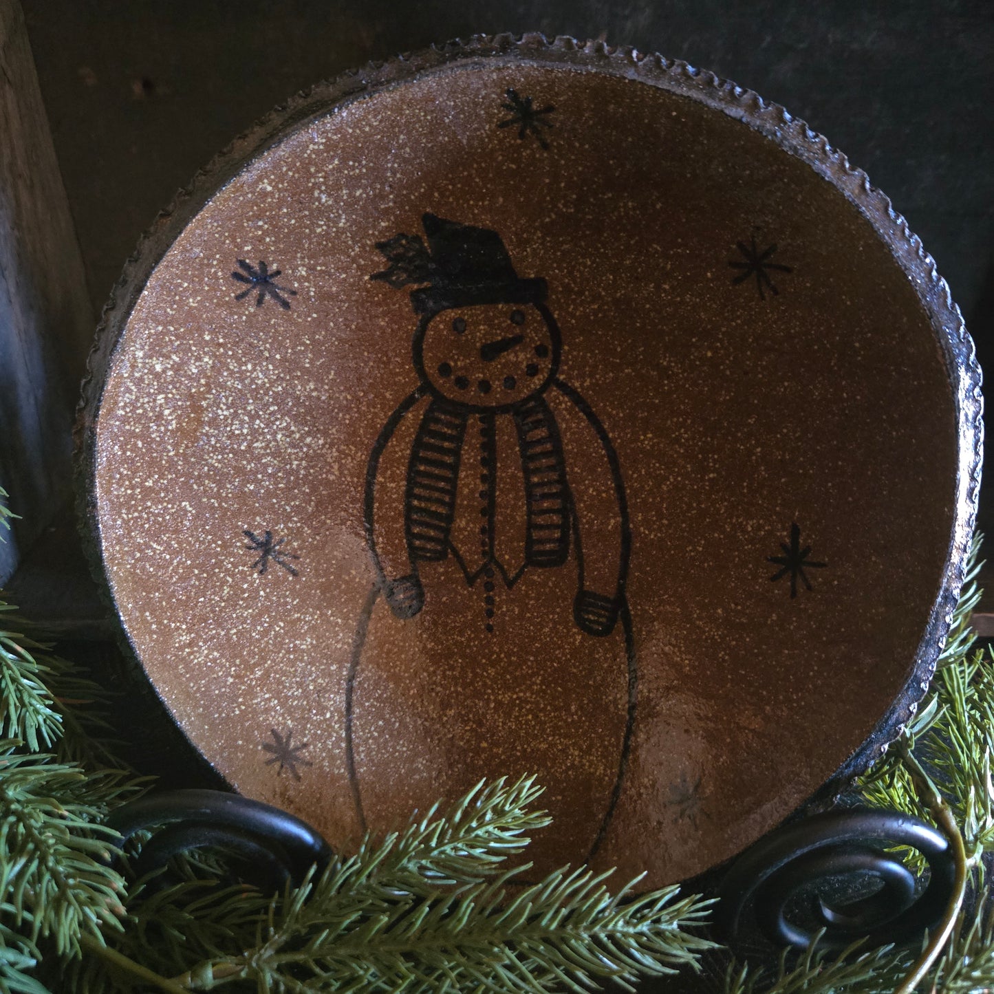 Snowman with Scarf Stoneware Plate