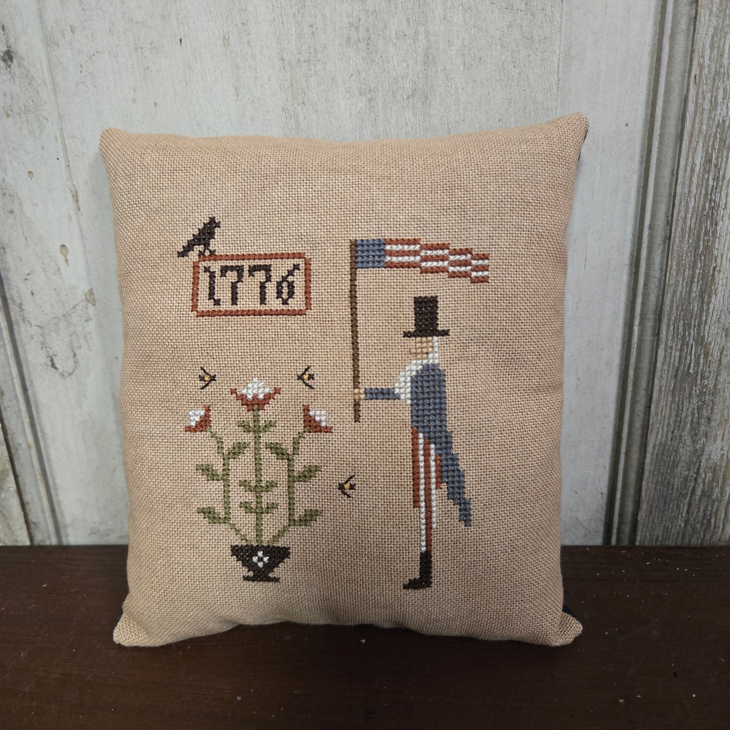 Collection of Primitive Summer and Americana Cross Stitch Pillows