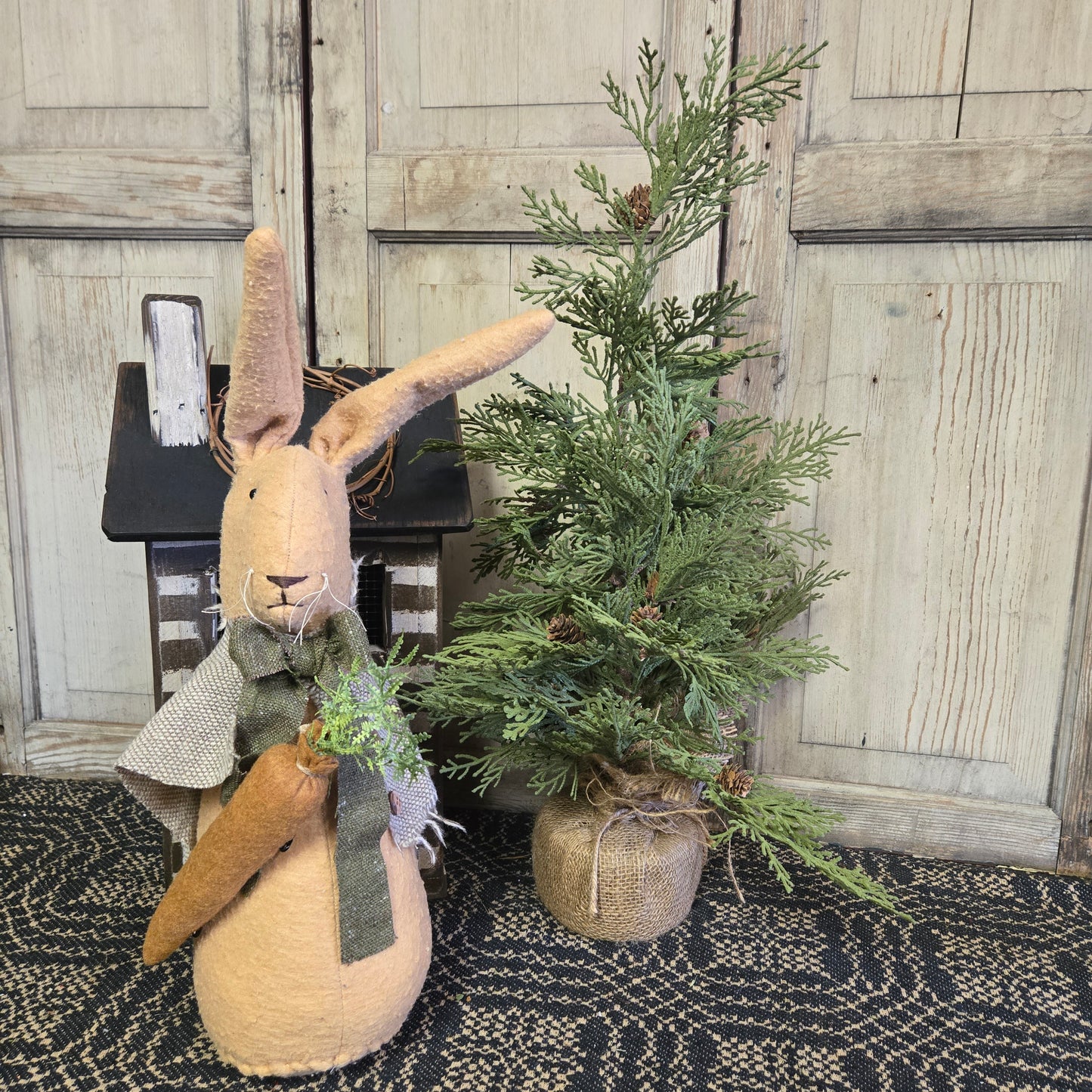 Mrs. Bunny Wearing Shrug and Holding Carrot