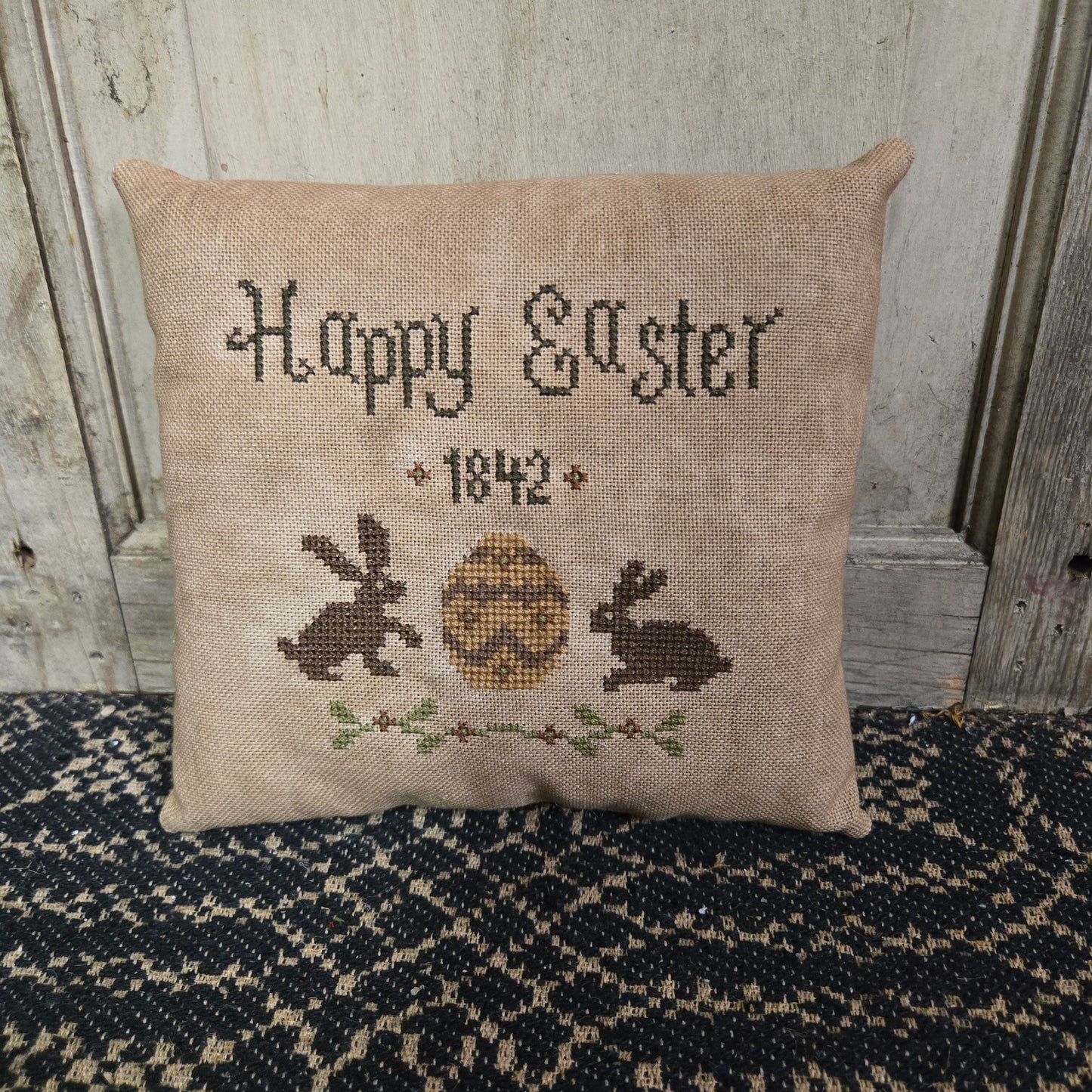 Collection of Primitive Spring Cross Stitch Pillows