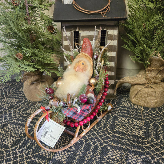 Krisnick Santa in Basket Sleigh