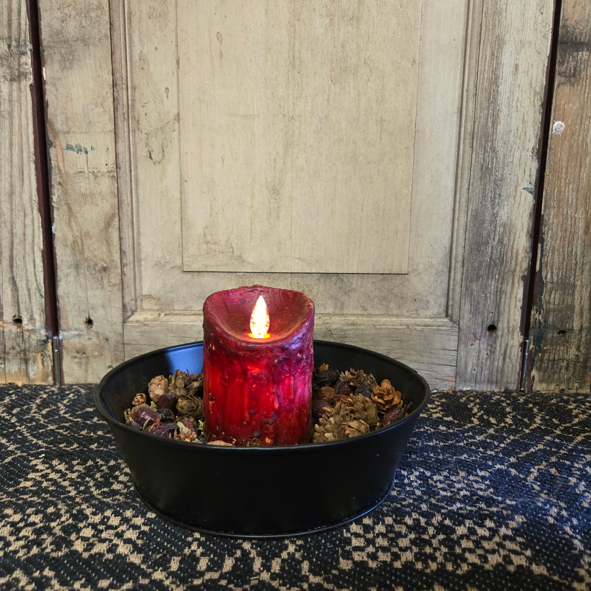 2" x 3" Moving Flame Pillar Burgundy