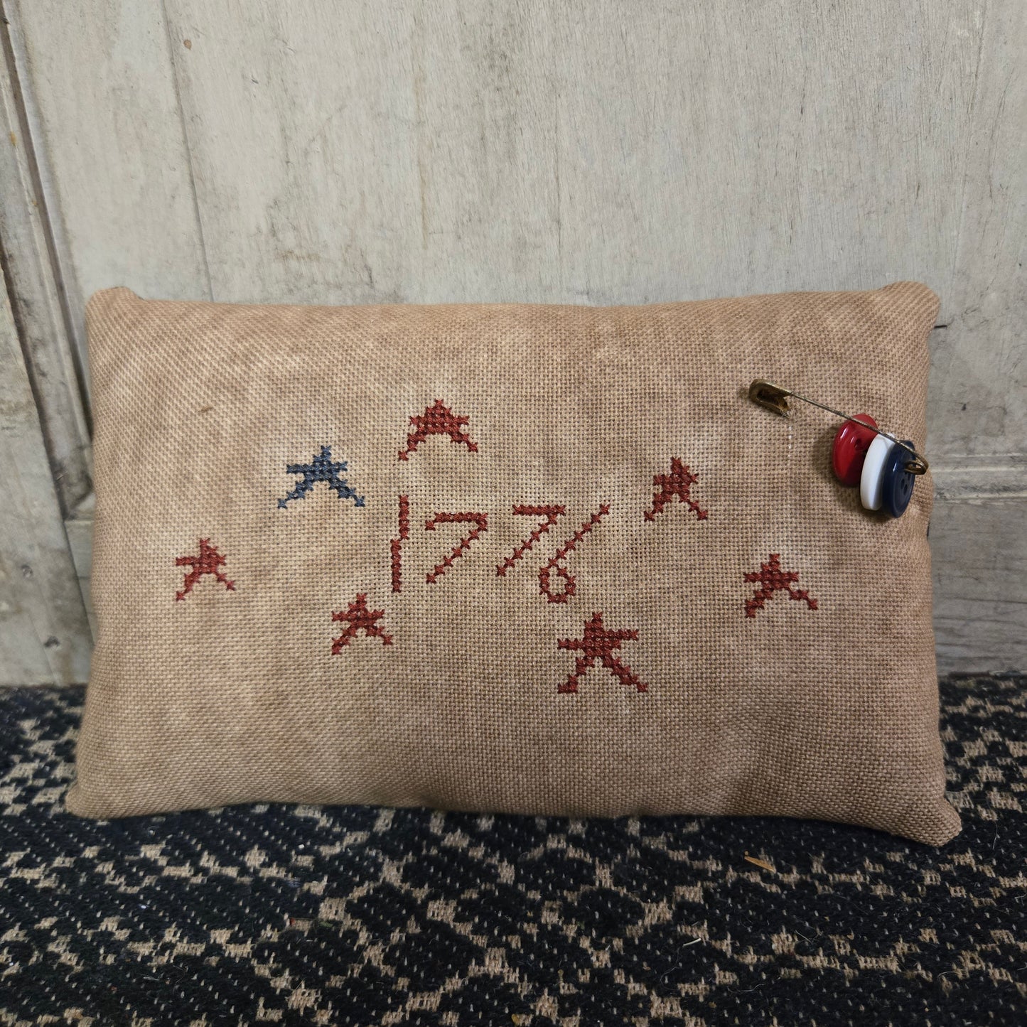 Collection of Primitive Summer and Americana Cross Stitch Pillows