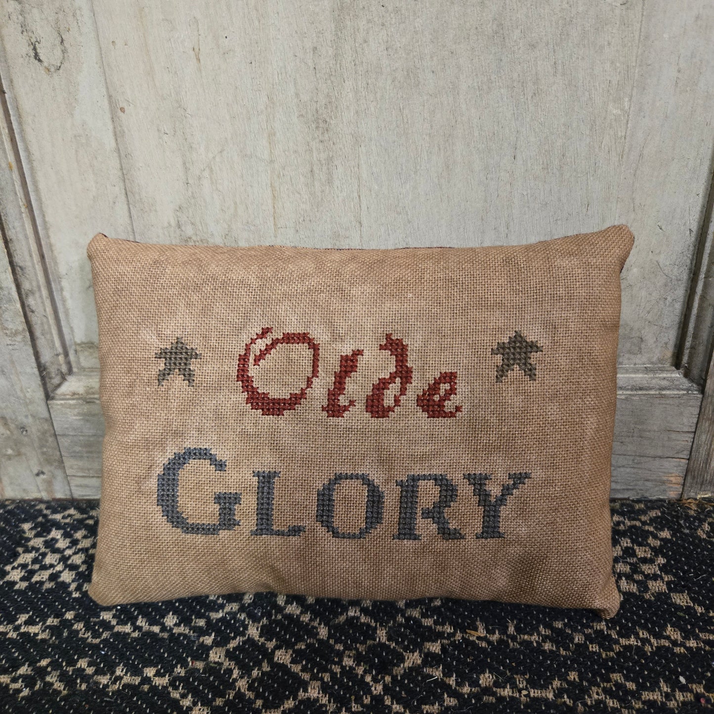 Collection of Primitive Summer and Americana Cross Stitch Pillows