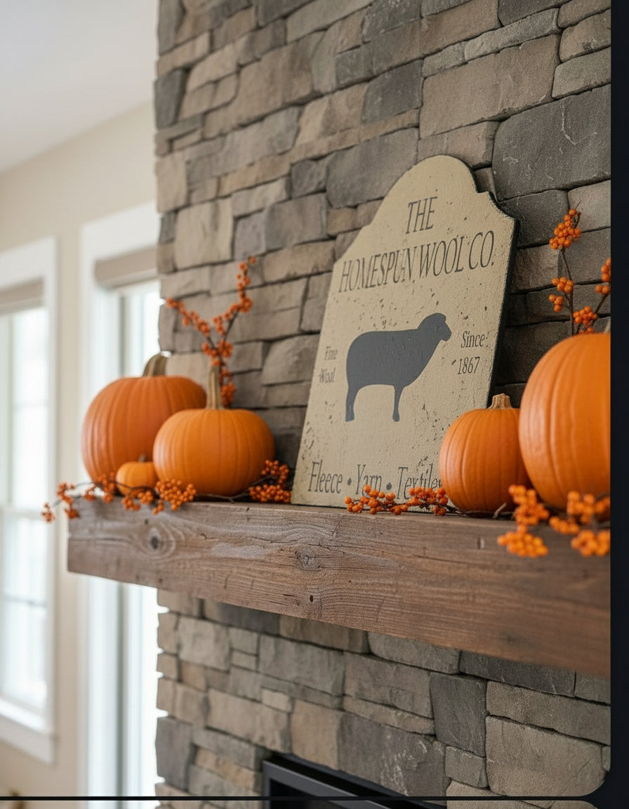 The Homespun Wool Co Primitive Wood Sign