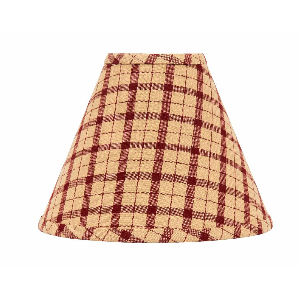 Checkered lampshade with red and beige pattern on a white background