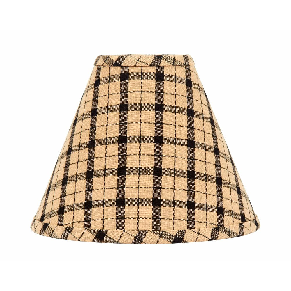 Plaid lampshade with beige and black pattern on a white background