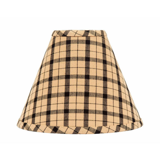 Plaid lampshade with beige and black pattern on a white background