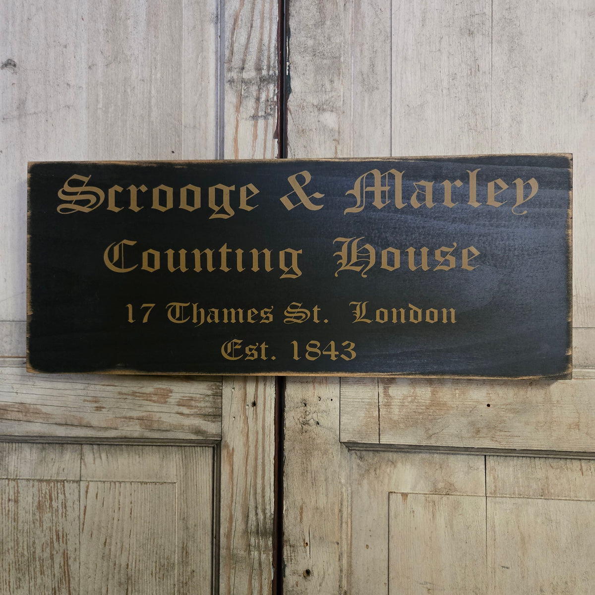 Scrooge and Marley Counting House Primitive Wood Sign