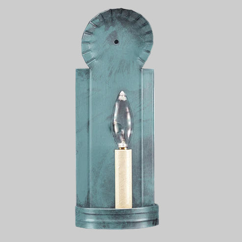 Wall-mounted light fixture with a decorative design on a gray background