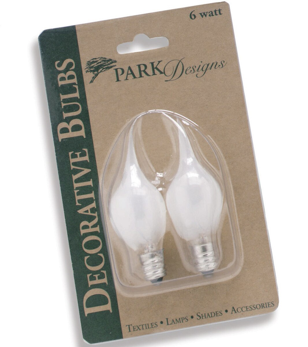 Two decorative light bulbs in packaging with 'Park Designs' branding.