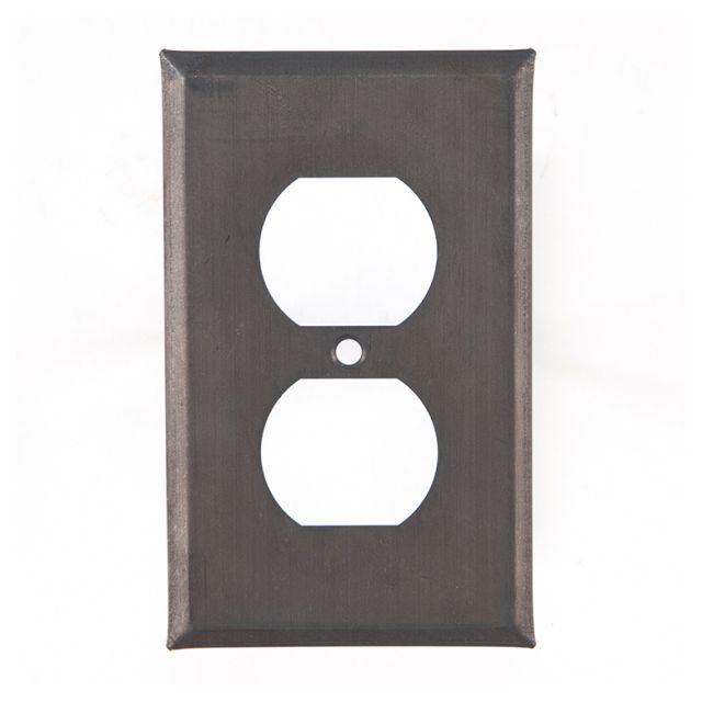 Tin single outlet cover on white background.