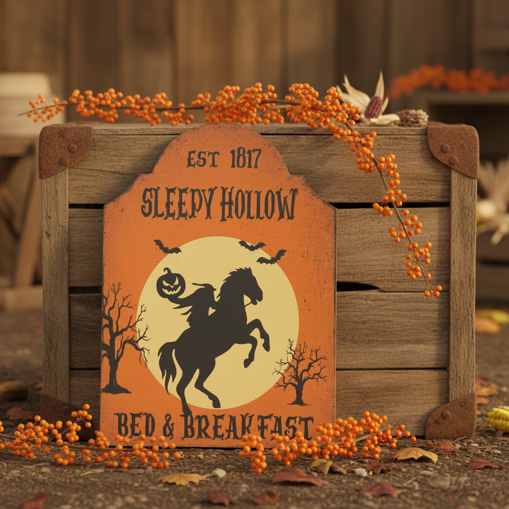 Sleepy Hollow Bed and Breakfast Primitive Wood Sign