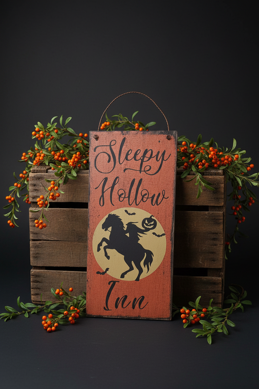 Sleepy Hollow Inn Primitive Wood Sign