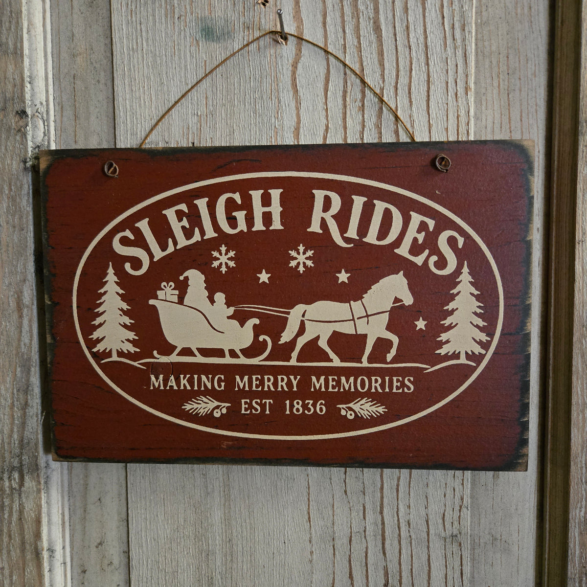 Sleigh Rides Making Merry Memories Primitive Wood Sign