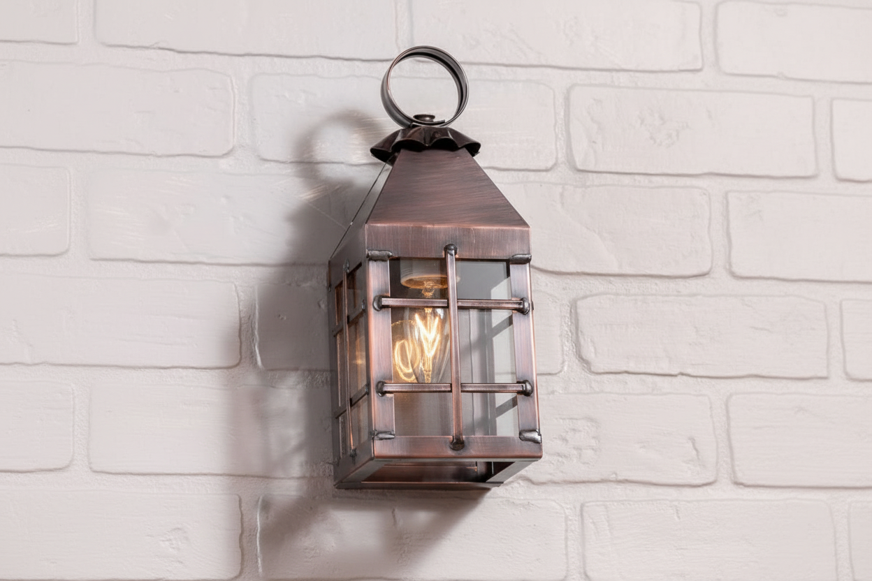Small Barn Outdoor Wall Light in Solid Antique Copper - 1-Light
