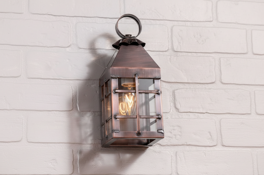 Small Barn Outdoor Wall Light in Solid Antique Copper - 1-Light
