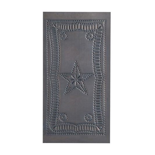 A small vertical federal panel in kettle black with pierced designs, primarily featuring a star shape, set against a plain background.