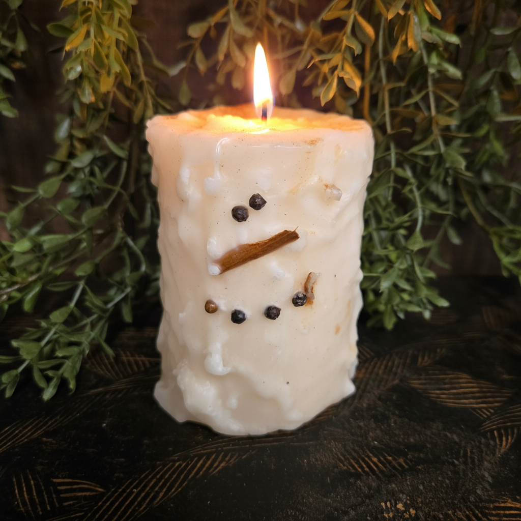 Snowman Pillar Candle