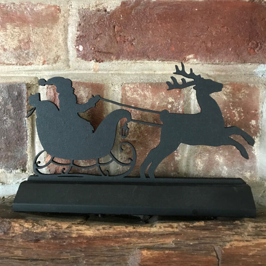 Standing Santa & Reindeer Silhouette Tabletop Ornament