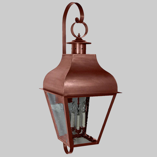 Copper outdoor lantern on a white background