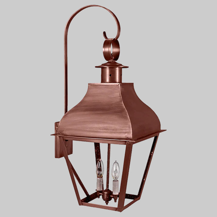 Copper outdoor lantern on a white background