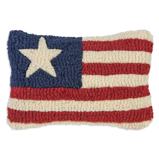Pillow with American flag design on a white background