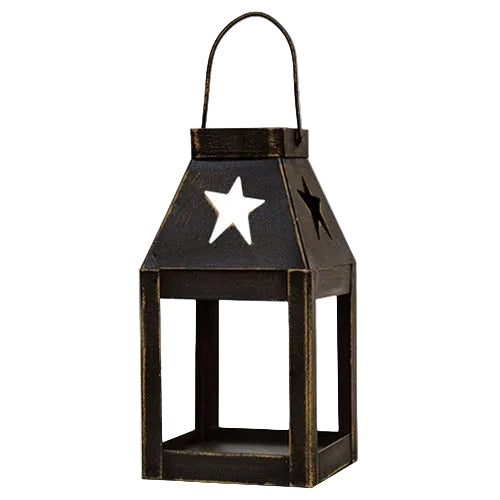 Black lantern with a white star on a white background