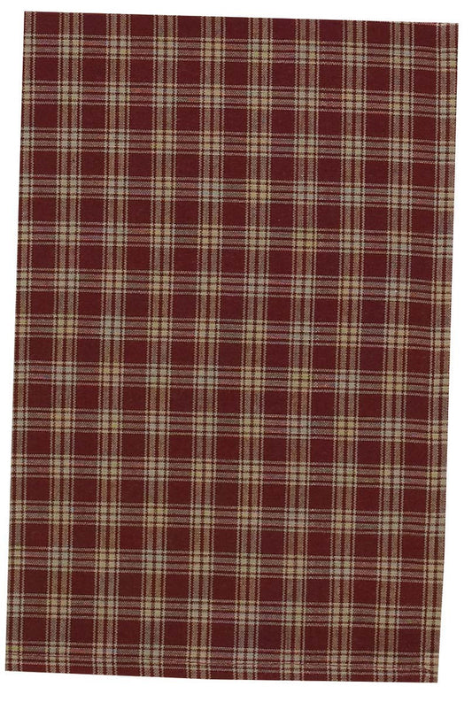 A wine-colored checkered dishtowel with a 28x19 dimension ratio.
