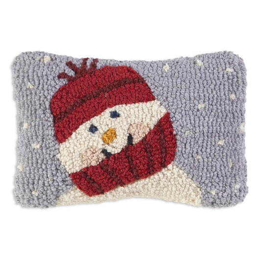 Sweet Little Snowman Hooked Pillow