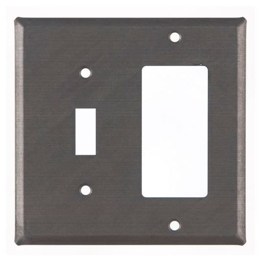 A rectangular black tin wall plate with a matte finish and a central cut-out for a switch or rocker.